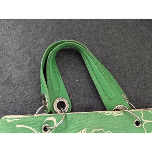 Tommy Hilfiger Green Denim Floral Women`s Handbag Used Y2K 90s - Picture 12 of 12